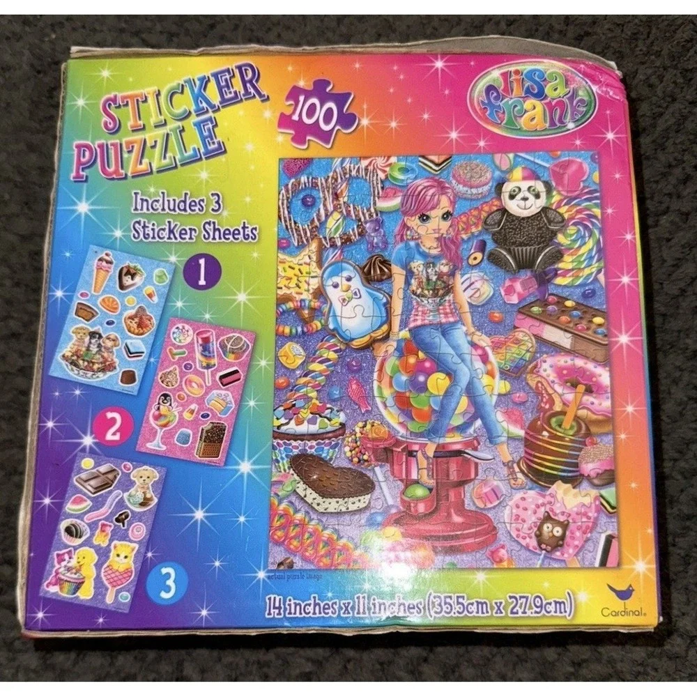 Lisa Frank Stickers 100pc Puzzle Cherri Purrscilla 3 Sticker Sheets Art 2013 NOS